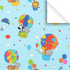 Kinder Geschenkpapier Bogen Heissluftballon blau