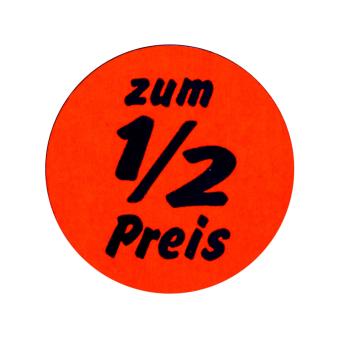Etiketten 1/2 Preis l'rot/schwarz 30 mm Ø 