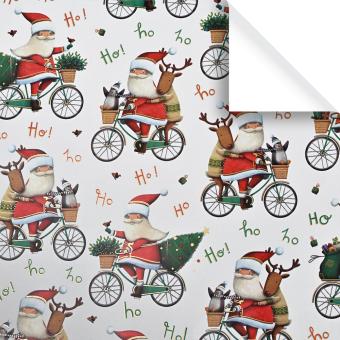 Kinder Geschenkpapier Rollen, Santa auf Fahrrad 