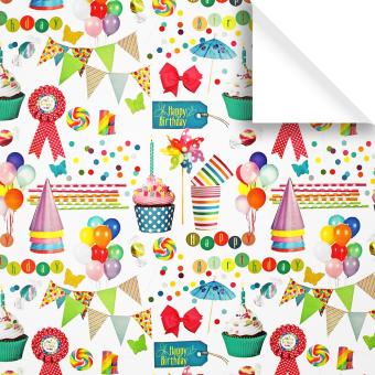 Kinder Geschenkpapier Rollen, Happy Birthday 