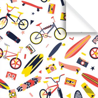 Kinder Geschenkpapier Bogen Fahrrad & Board weiss 