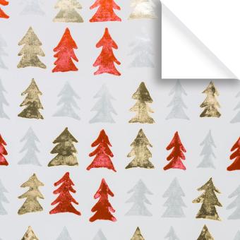 Geschenkpapier Weihnachten Bogen Tannen rot 