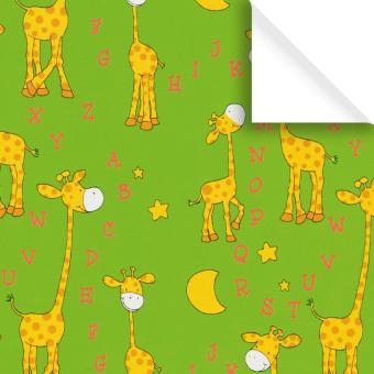 Kinder Geschenkpapier Bogen Giraffen grün 