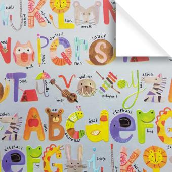 Kinder Geschenkpapier Bogen ABC Tiere weiss 