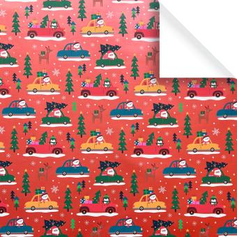Kinder Geschenkpapier Weihnachten Bg. Autos rot 