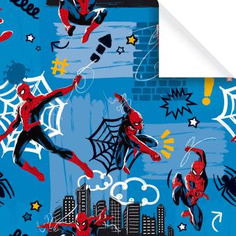 Marvel Geschenkpapier Rollen, Spiderman Stadt blau 