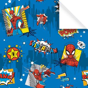 Marvel Geschenkpapier Rollen, Spiderman Comic blau 