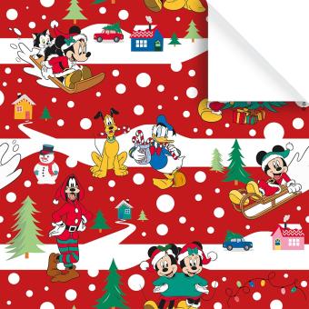 XMAS Disney Geschenkpapier Spass mit Mickey rot 