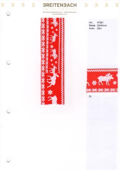 Deko Elch Geschenkband 25mm x 25m rot, mit Draht 25 mm