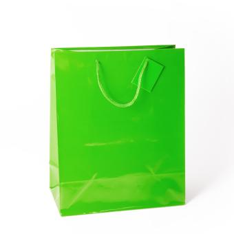 Uni glanz Kordeltragetaschen, 18x22.7+10cm, 18 x 22.7 + 10cm | apfelgrün