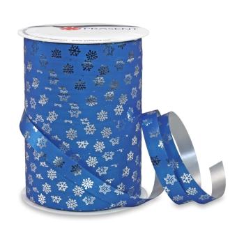 Glossy Snow Geschenkband 10mm x 100m blau/silber -614