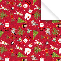 Waldtiere Rot Kinder Geschenkpapier Weihnachten Bg