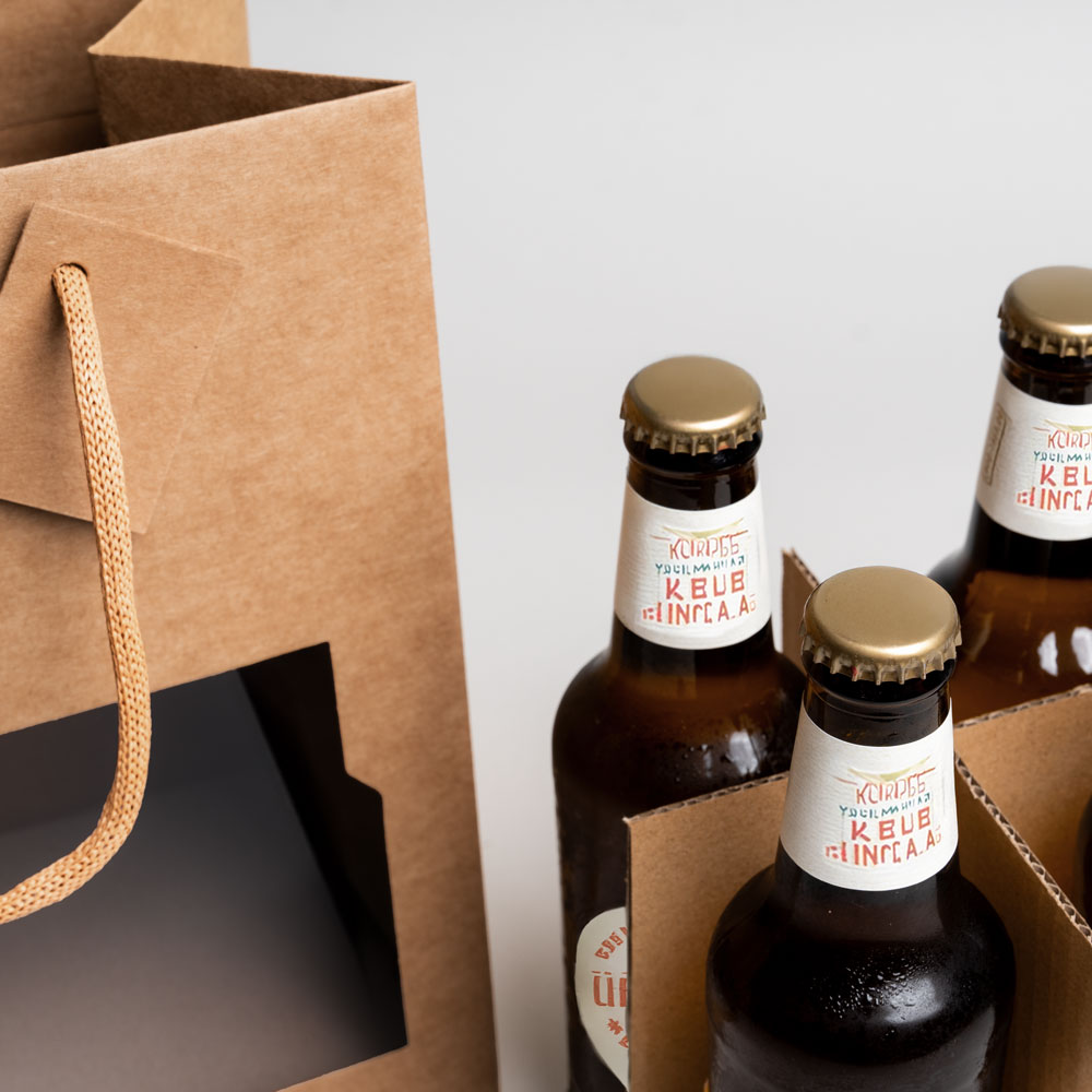 Bier Kordeltragetaschen mit Fenster