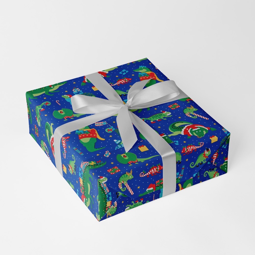 Kroko Blau Kinder Geschenkpapier Weihnachten Bg.