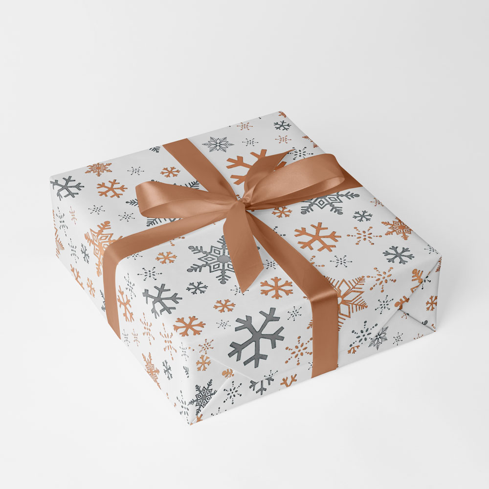 Schneesterne Weiss Metallic Geschenkpapier Bogen