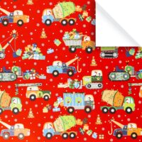 Baustelle Rot Kinder Geschenkpapier Weihnachten Bg