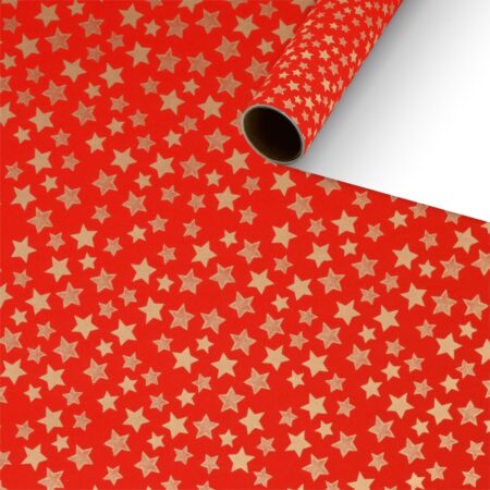 Goldsterne Rot Kurzrollen Geschenkpapier