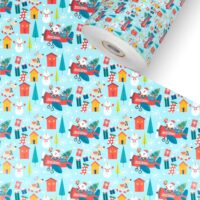 SantaFly Blau Kinder Geschenkpapier Weihnachten