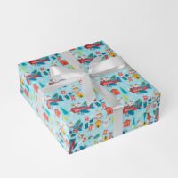 SantaFly Blau Kinder Geschenkpapier Weihnachten