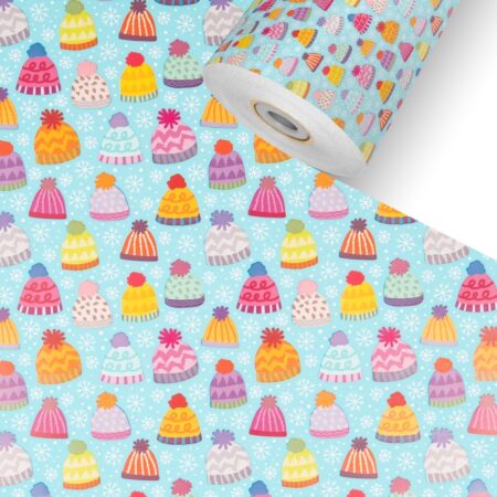 Mützli Blau Kinder Geschenkpapier Weihnachten