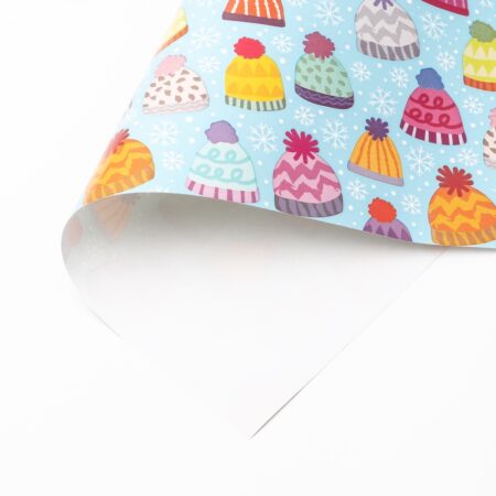 Mützli Blau Kinder Geschenkpapier Weihnachten