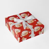 Teddilino Rot Kinder Geschenkpapier Bogen