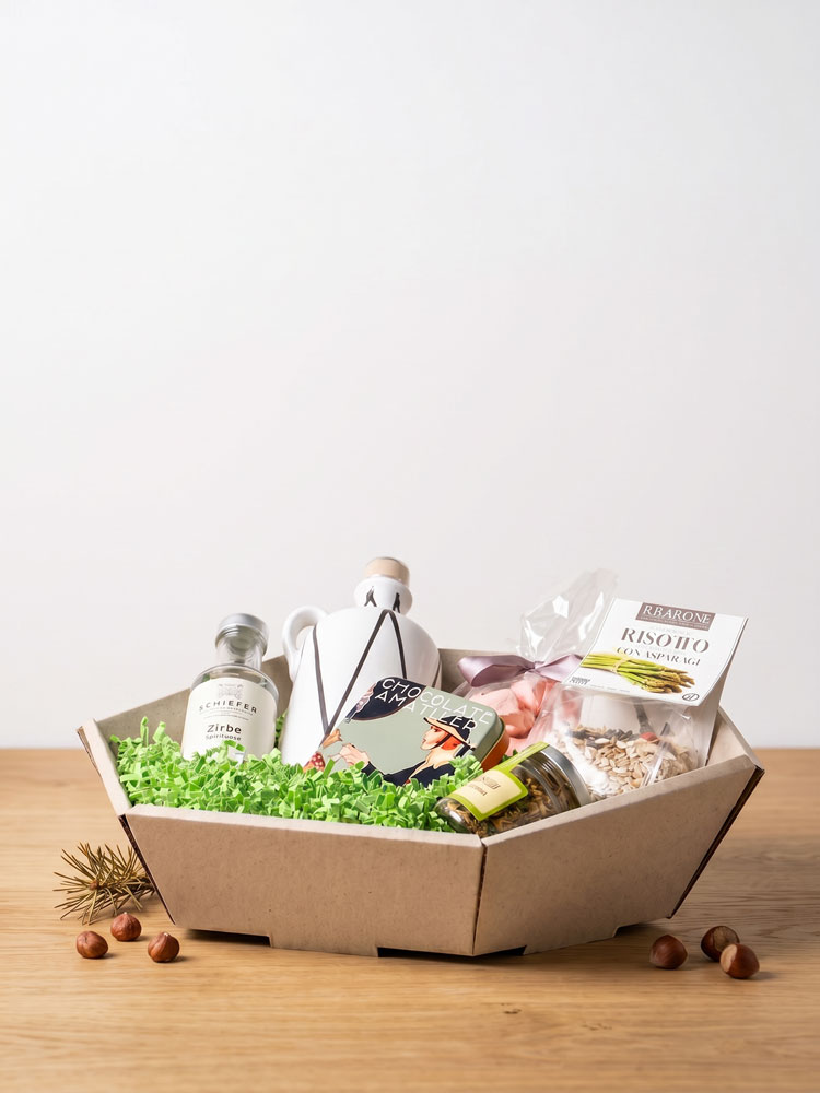 Graspapier Geschenkkorb 6-Eckig
